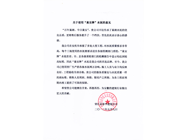 使用意见（巢安牌）